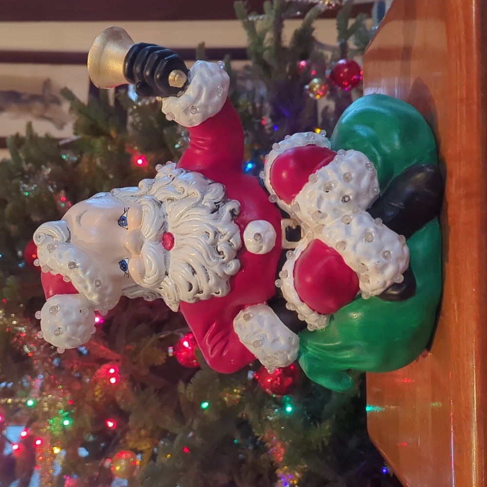Vintage Santa Ringing Bell Atlantic Mold With Plastic Pegs